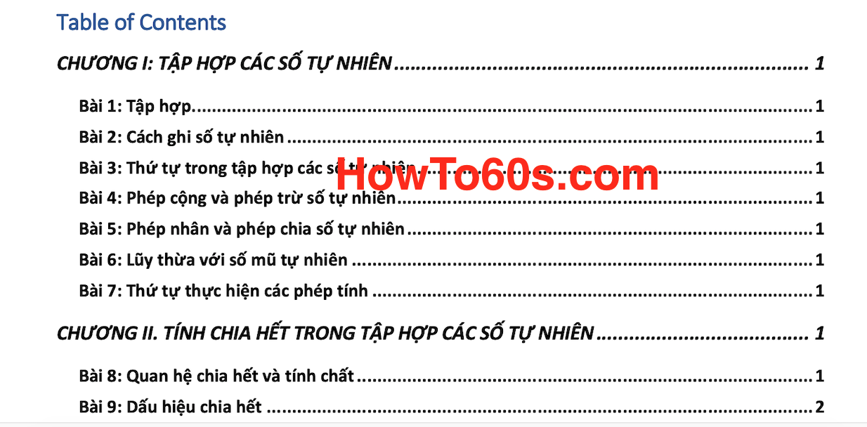 Hướng dẫn cách tạo và cập nhật mục lục tự động trong Word